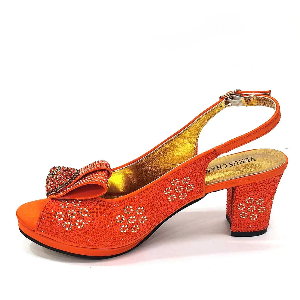 Italian Design Girly Style Golden Color Wedding Shoes And Bag Full Diamond Decoration Metal Closure Bags