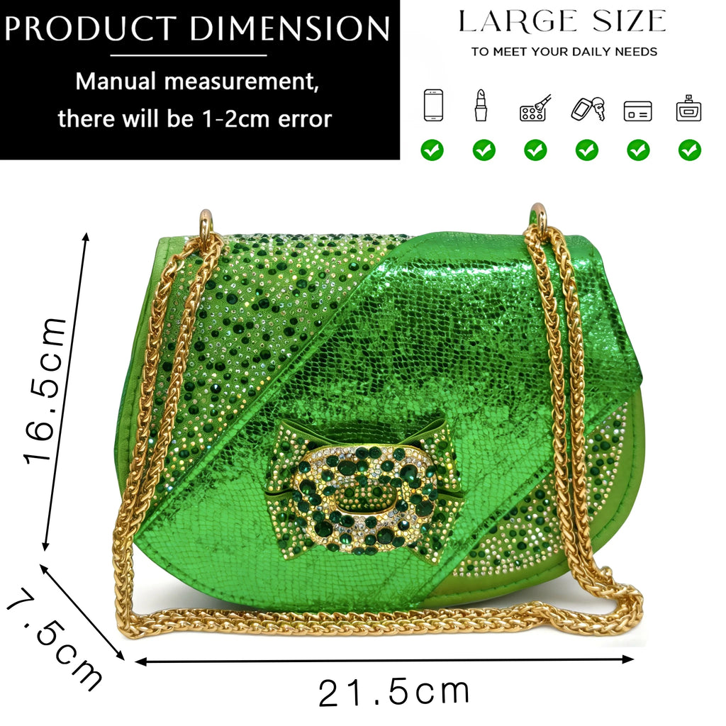 Women Elegant Orange High Heel Shoe and Matching Bag Set with Rhinestone Accents Stylish Peep Toe Design for Party