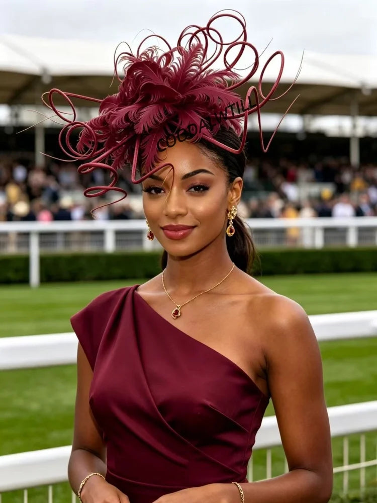 Elegant Fascinator Decorated With Soft Feather Women Race Day Headwear Formal Cocktail Party And Photoshoot Hair Accessories