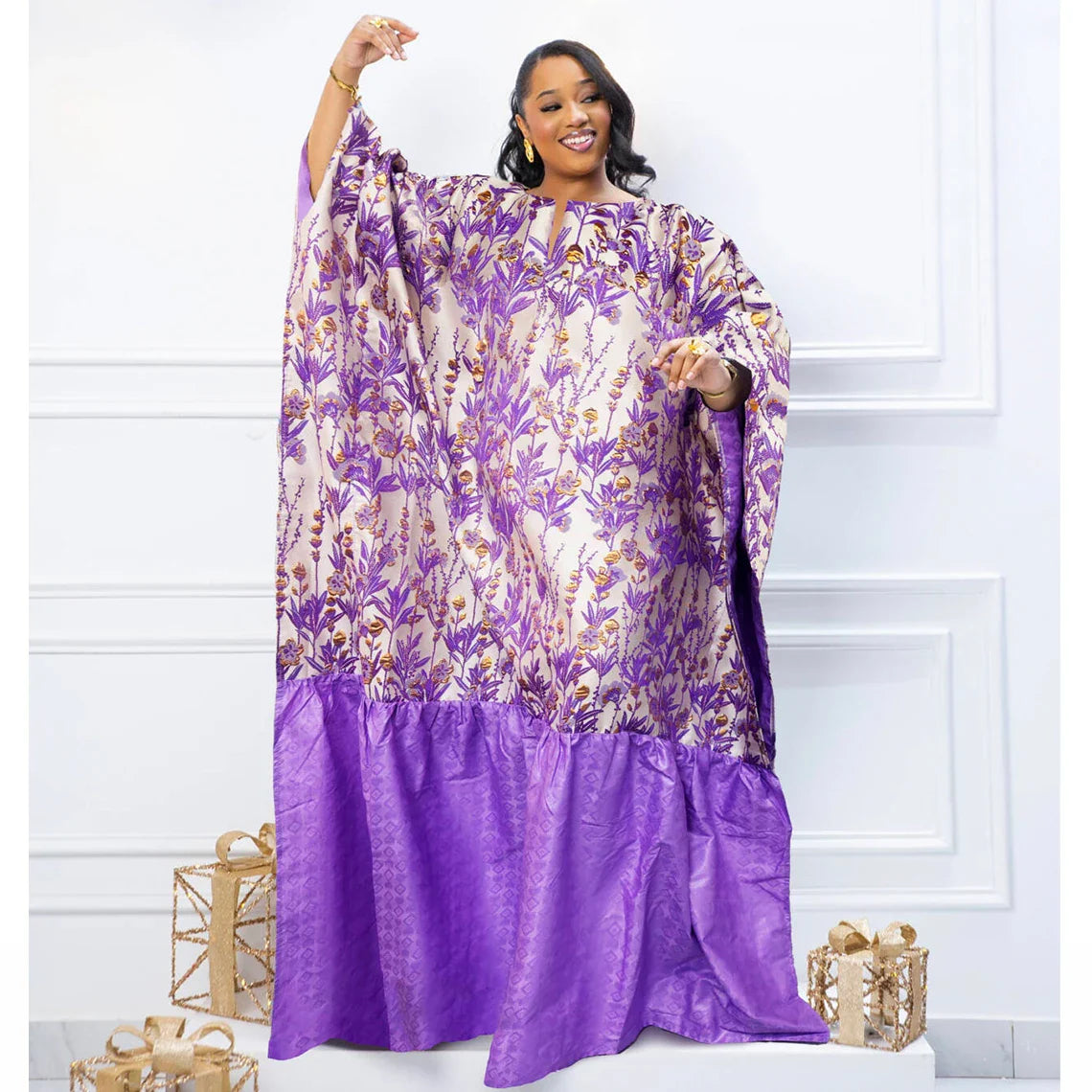 2025 New Arrival African Women Brocade Wedding Dress Dashiki Embroidery With