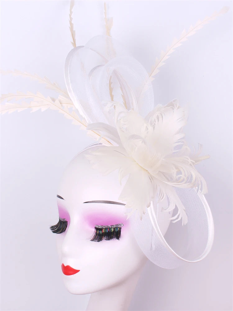 Wedding Veils Wedding Pillbox Cap Women Vintage Red White Black Fascinators Hat New Fashion Party Headpiece Feathers Hats Femme