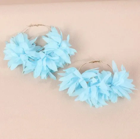 Women's Flower Hoop Earrings | Bohemian Large Round Earrings