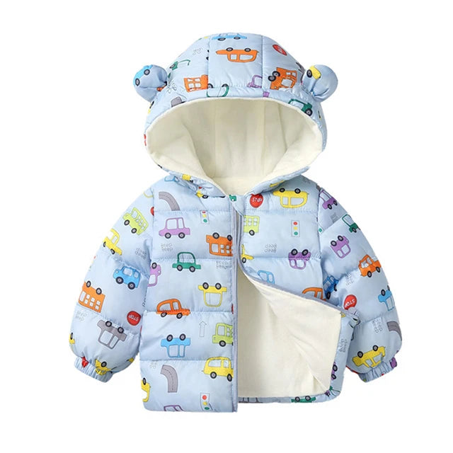 Kids’ Hooded Winter Jacket with Zip Front
