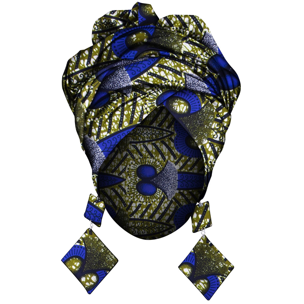 Women’s Ankara Print Head Wrap & Earring Set – Handmade | African Headscarf 60×182cm | One Size | 8 Prints