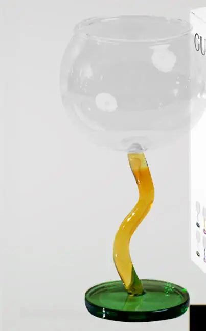 Multicoloured Twisted Glass Goblet | Champagne Cocktail Wine Cup Barwa…