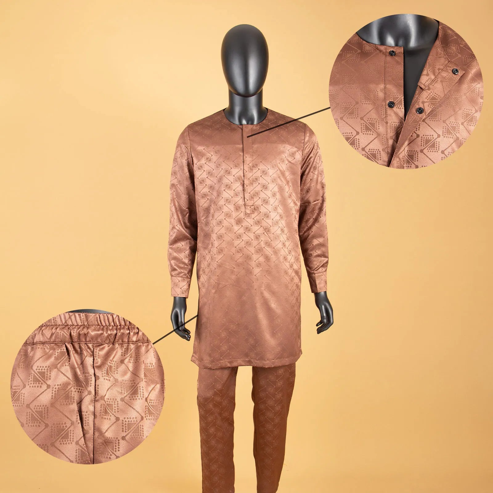 Tenue assortie africaine pour la famille en Bazin Riche, ensembles musulmans, vêtements Dashiki père et fils, robe Agbada, chemise et pantalon, chapeau Y23F001