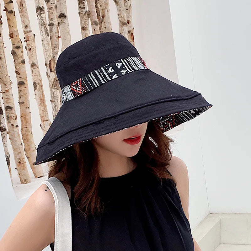 Women's Wide Brim Double-Sided Bucket Hat