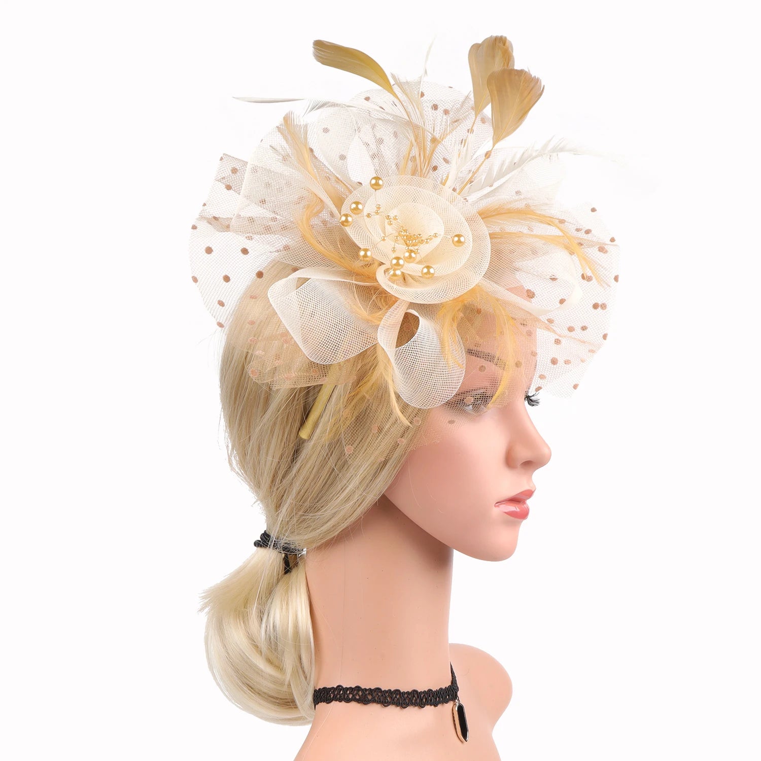 Vintage Women Feather Flower Fascinator Hat Ladies Hair Accessories Wedding Party Floral Mesh Veil Headband Hairpin