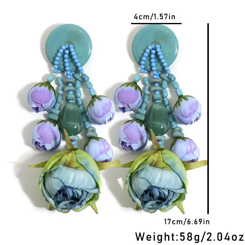 Bohemian Statement Style Rosebud Earrings For Women Trendy Luxury Vintage
