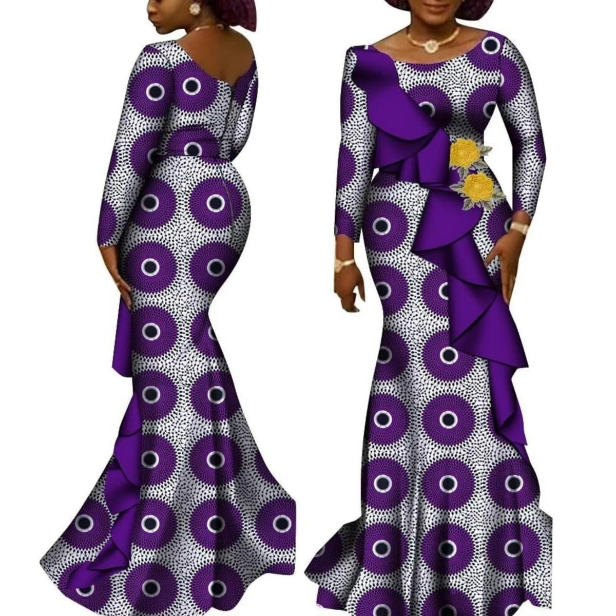 Women’s Ankara Print Long Sleeve Kanga Dress – Cotton | Dashiki Style | Wedding, Party & Occasion | XS–6XL + Custom | 22 Prints