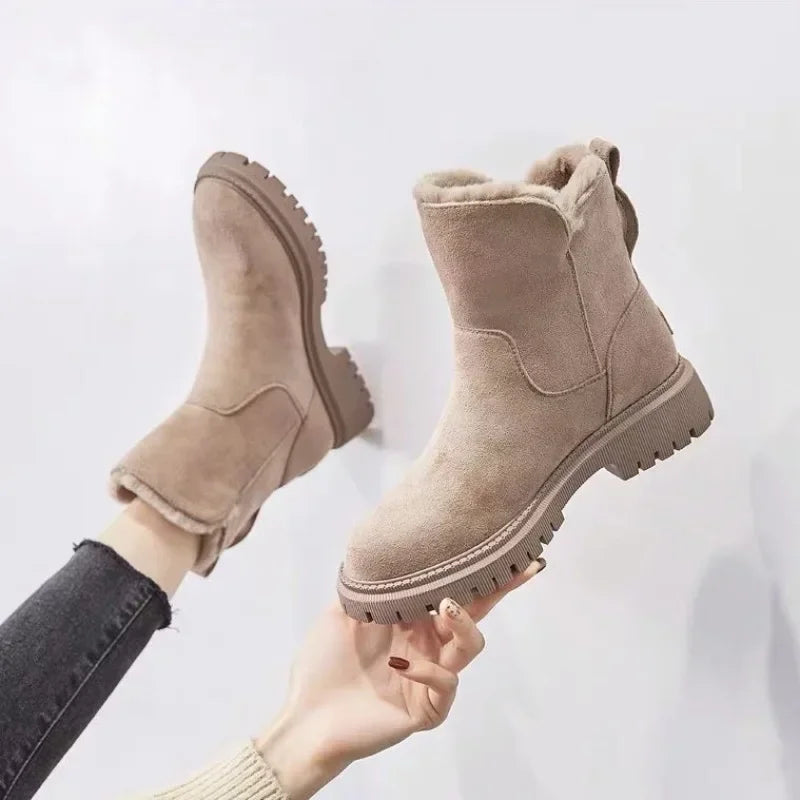 2025 Winter Women's Boots Plush Warm Snow Boots Fashion High Top Cotton Boots for Women Tassel Zipper Ankle Boot Botas De Mujer
