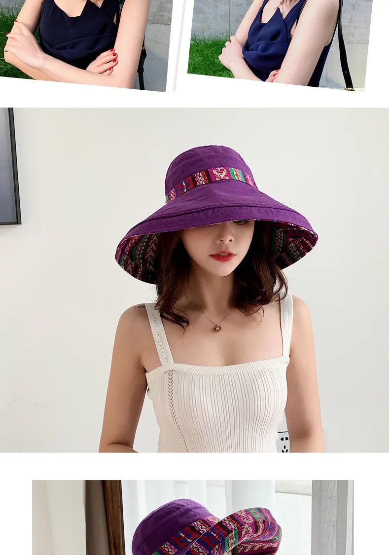 Women's Wide Brim Double-Sided Bucket Hat
