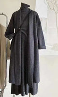 Ensemble 3 Pièces Tricoté Élégant Femme – Long Cardigan, Gilet Sans Manches, Jupe Longue Taille Haute Évasée