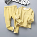 Children's Fleece Lined Thermal Underwear Set Boys Girls Stripe Design Thickened Unisex Autumn Thermal Pajamas 4-6 Years