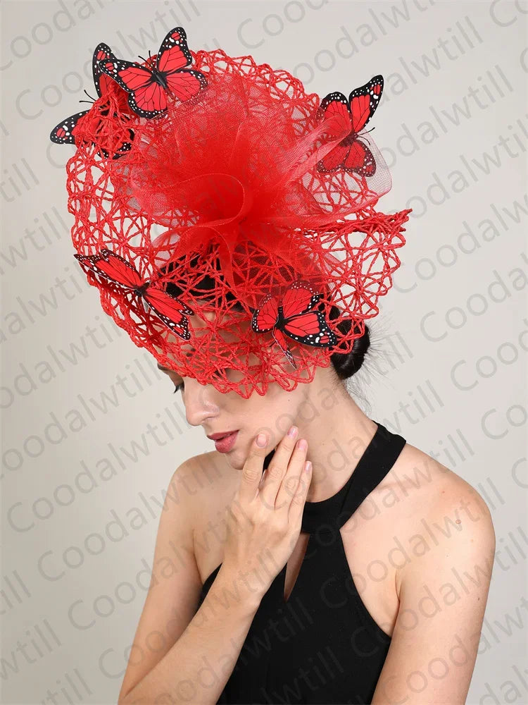 New Fascinator Wedding Headpiece Women Butterfly Headwear For Church Derby Hat