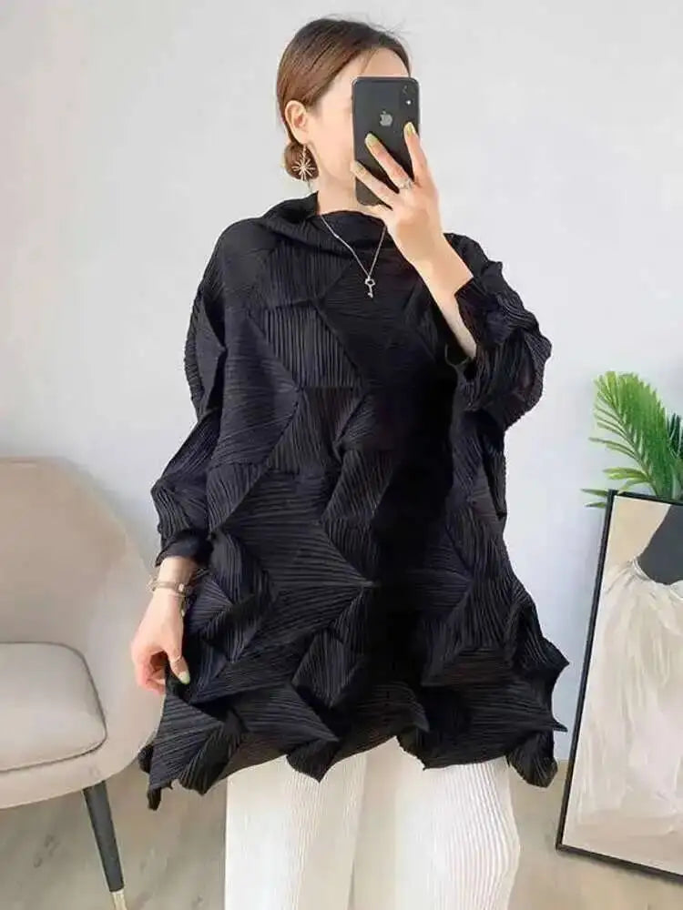 Women's Pleated Stand Collar Top | Loose Solid Colour Chic T-Shirt | Spring Summer 2026 | AvantBah