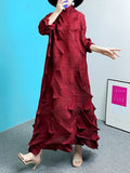 Women's Pleated Maxi Dress | Turtleneck Solid Colour Loose A-Line | Spring Summer 2025 | AvantBah