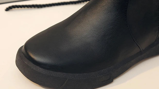 Footwear Half High Mid Calf Ladies Boots Flat Black Shoes For Women Round Toe Chic Point Hot Promotion Fashion 2025 Demi-season