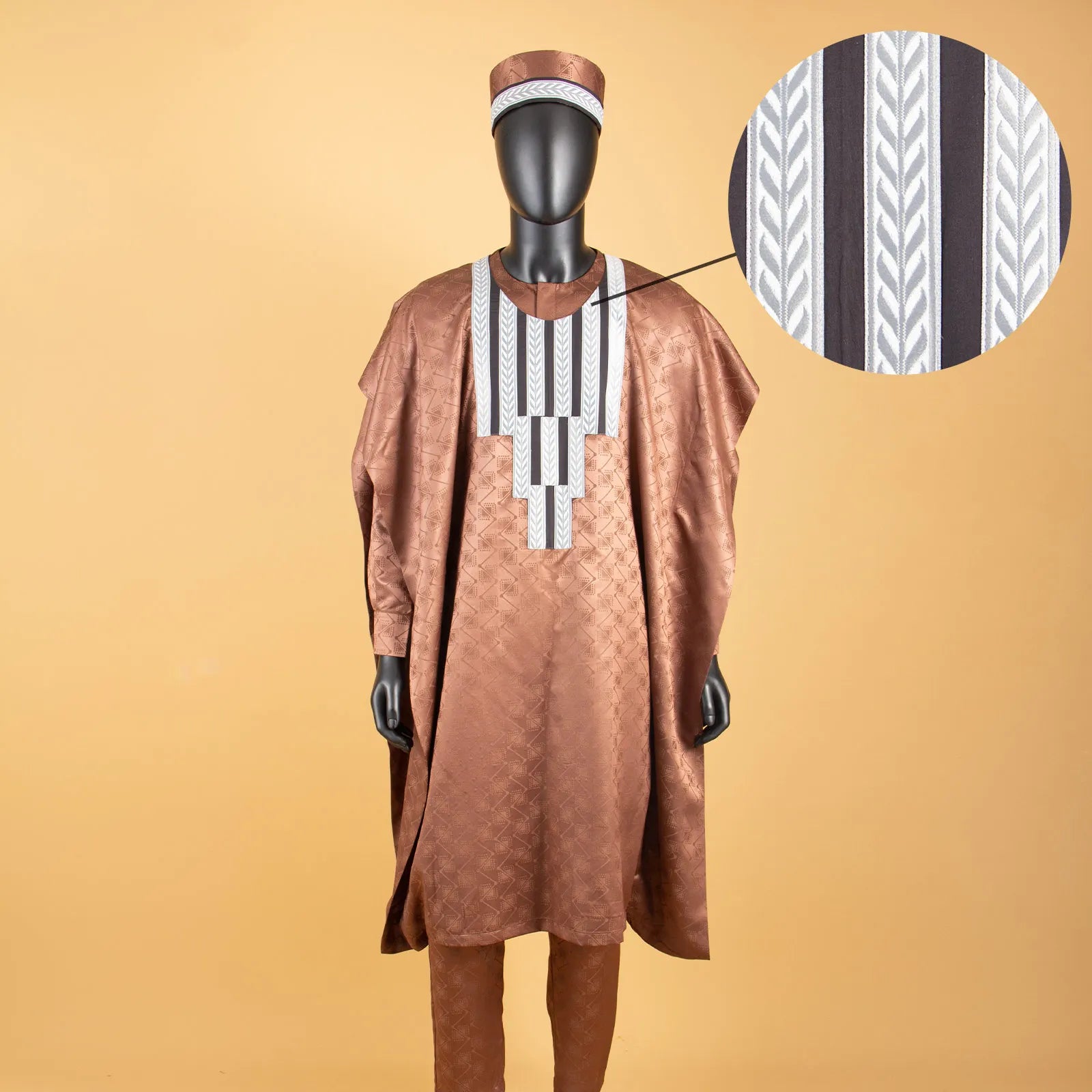 Tenue assortie africaine pour la famille en Bazin Riche, ensembles musulmans, vêtements Dashiki père et fils, robe Agbada, chemise et pantalon, chapeau Y23F001