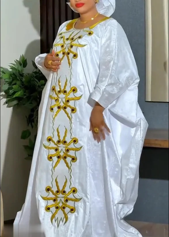 Traditional Embroidery African Dress | Church & Wedding Women's Outfit