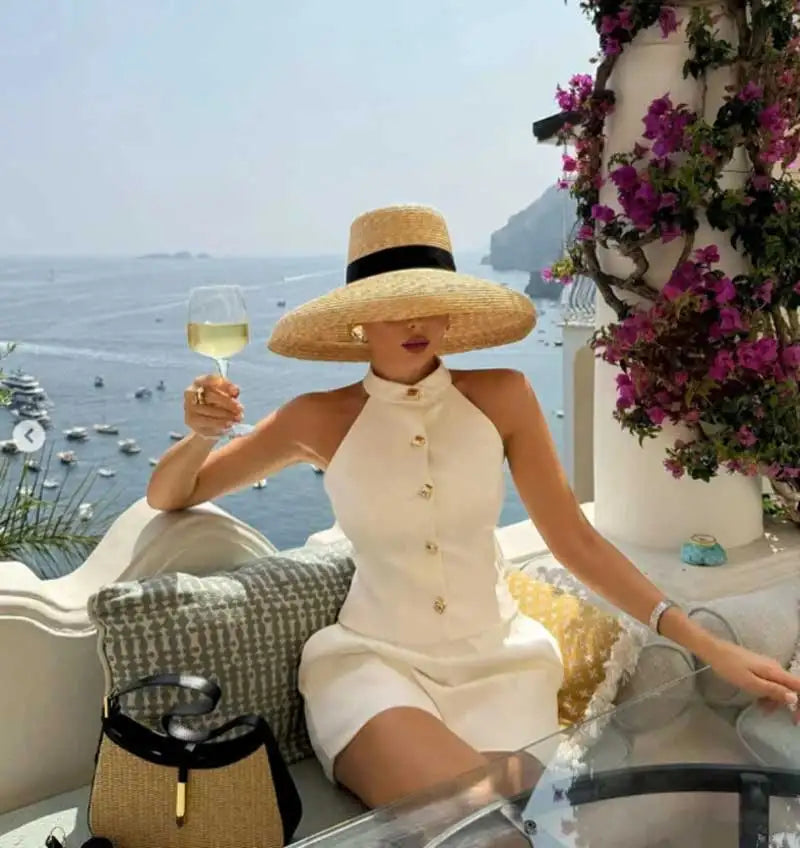 Women's Shiny Straw Sun Hat | Hepburn Style Beach Hat | AvantBah