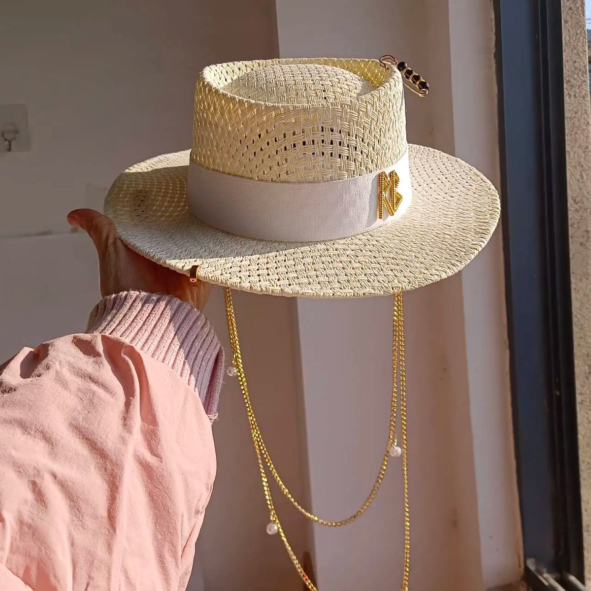 Women's Shiny Straw Sun Hat | Hepburn Style Beach Hat