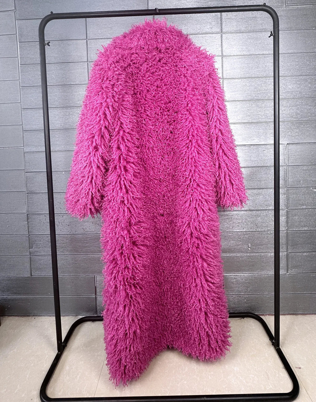 LANMREM Colorful Women's Furry Coat Rose Pink Faux Fur Coat Suit Collar Autumn Winter Thick Cardigan Long Overcoat Chic 2DB5859
