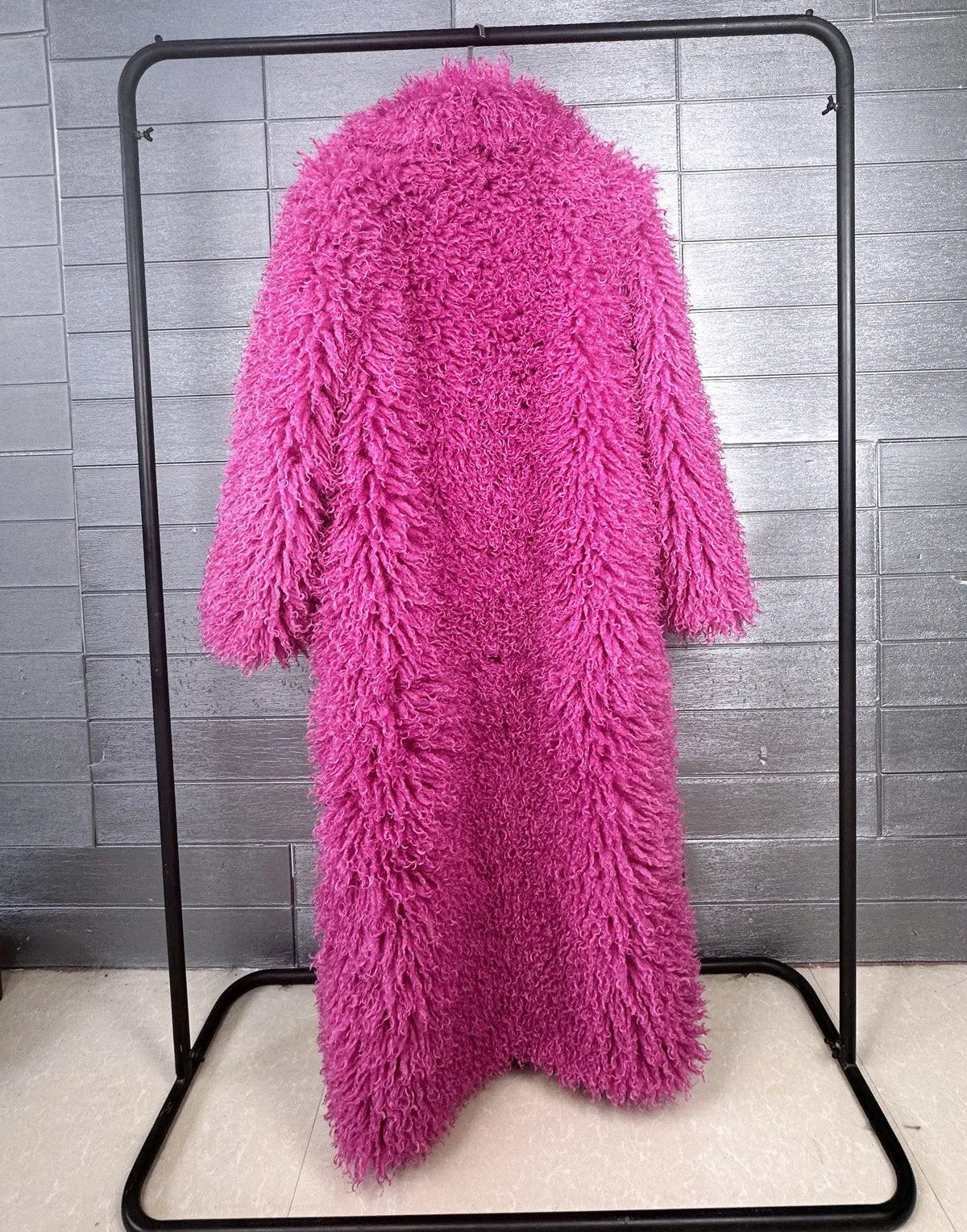 LANMREM Colorful Women's Furry Coat Rose Pink Faux Fur Coat Suit Collar Autumn Winter Thick Cardigan Long Overcoat Chic 2DB5859