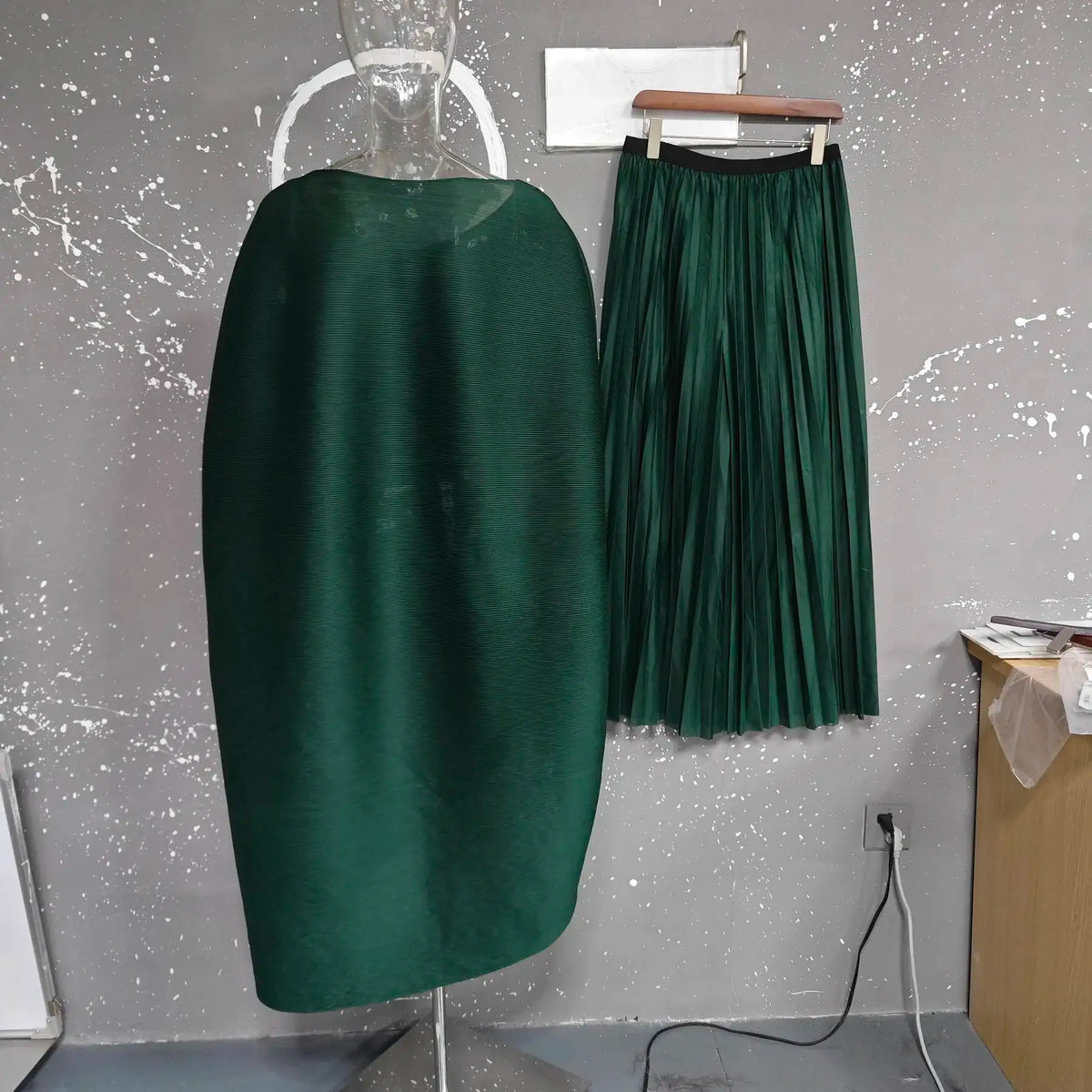LANMREM Big Size Chic Women's Pleated Two Pieces Set Casual Loose Pleated Floral Drawstring Long Top And Wide Leg Pants 2DB5506