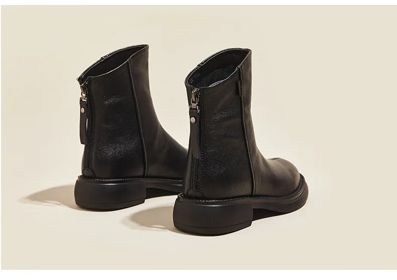 WOIZGIC Women's Genuine Leather Female Mother Ankle Boots Shoes Split Zipper Winter Fur Plush Warm Autumn Zapatos Mujer Platform