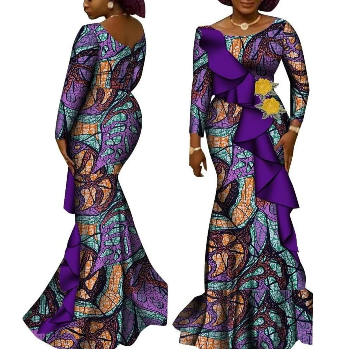 Women’s Ankara Print Long Sleeve Kanga Dress – Cotton | Dashiki Style | Wedding, Party & Occasion | XS–6XL + Custom | 22 Prints