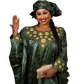 Robe Boubou Abaya Bazin Riche Grande Taille : Vêtement Traditionnel Africain Brodé pour Femmes pour Fête et Mariage