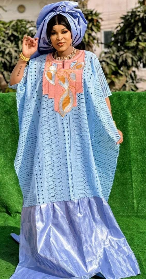Bazin Riche Bubu Set: African Print Top, Skirt, Scarf for Wedding Party