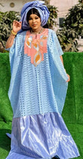 Bazin Riche Bubu Set: African Print Top, Skirt, Scarf for Wedding Party