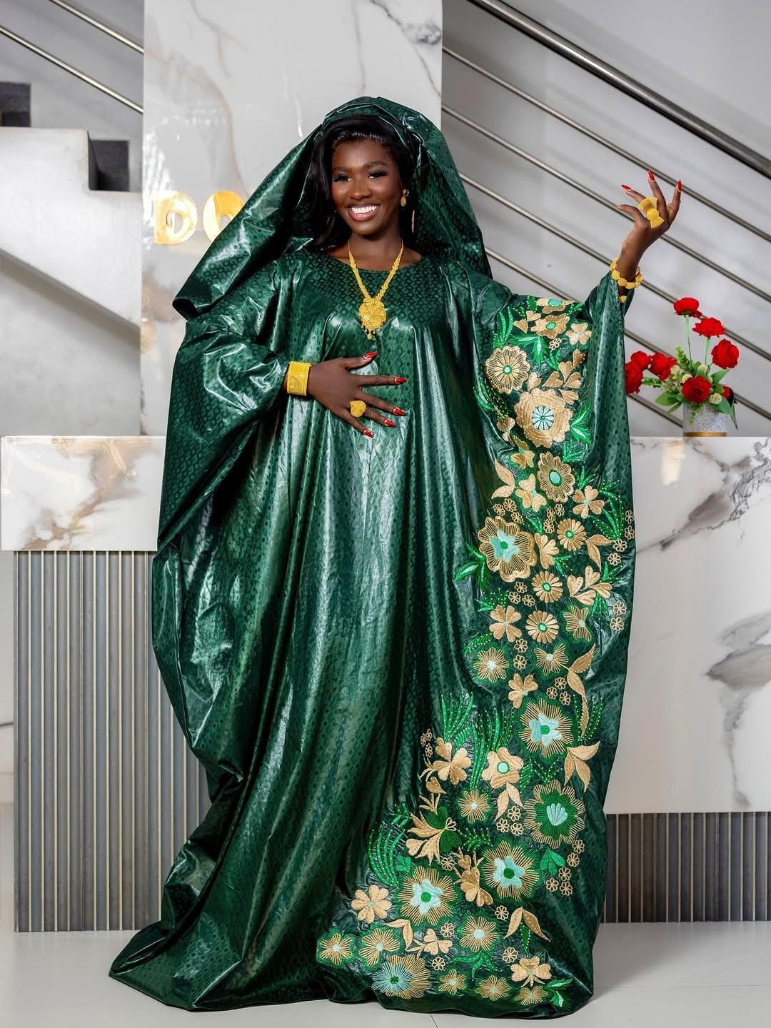 Gatzner Bazin Riche Africain Traditionnel | Abaya pour Femme | Broderie Bubu Élégant | Robe | Fête et Mariages