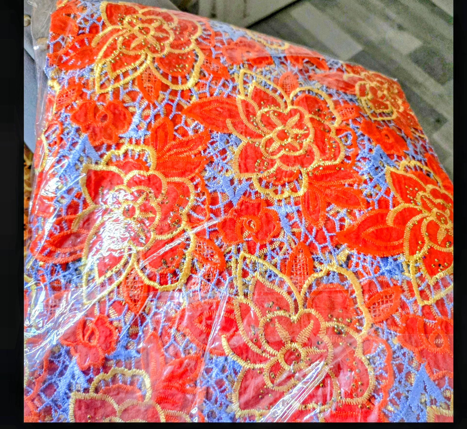 Lace Top Gown And Bazin Riche Rapper Set with Scarf for Weddings/Parties