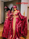 Women's Bazin Riche Embroidered Bubu Dress – Rich Burgundy