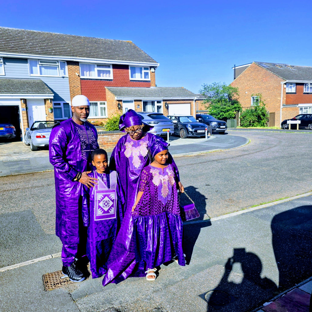 Family Traditional African|Gatzner Bazin Riche Set Embroidery Dresses|Dad, Mum And Kids