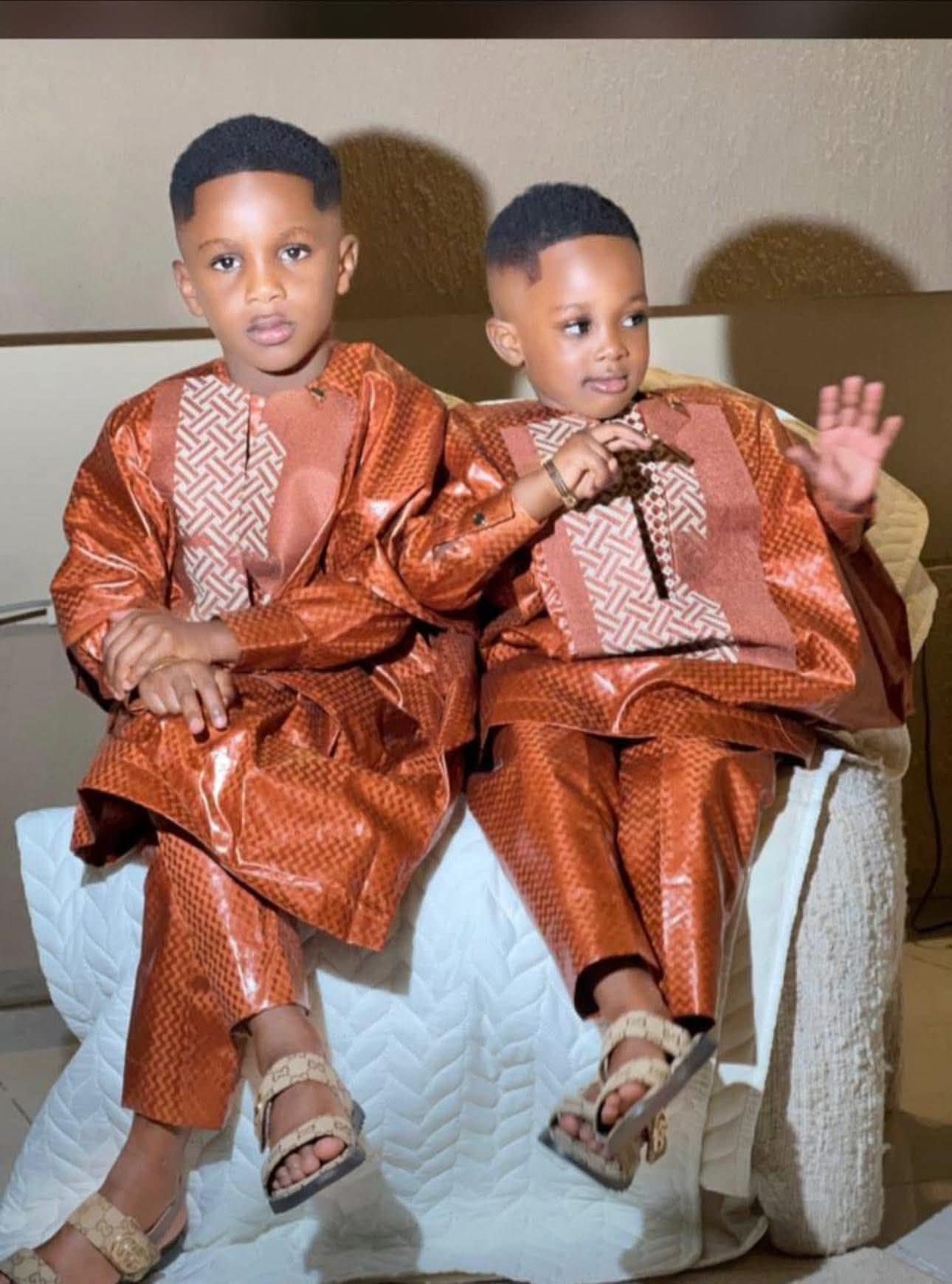 Family Traditional African|Gatzner Bazin Riche Set Embroidery Dresses|Dad, Mum And Kids