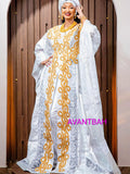 Women's Bazin Riche Embroidered Bubu Dress – Crisp White