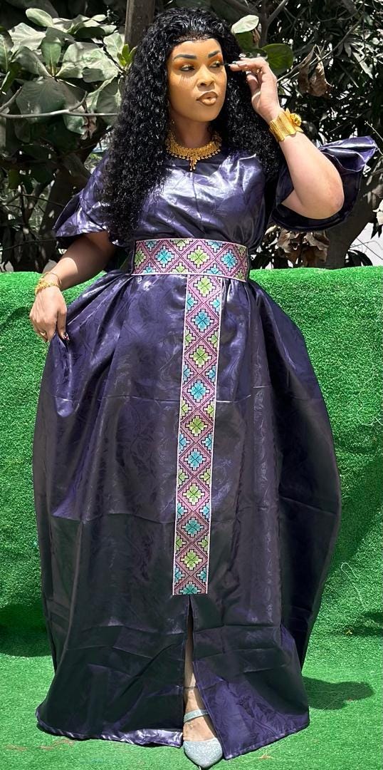 African Bazin Riche Abaya Clothing|Elegant Embroidered Grand Bubu, Head Scarf