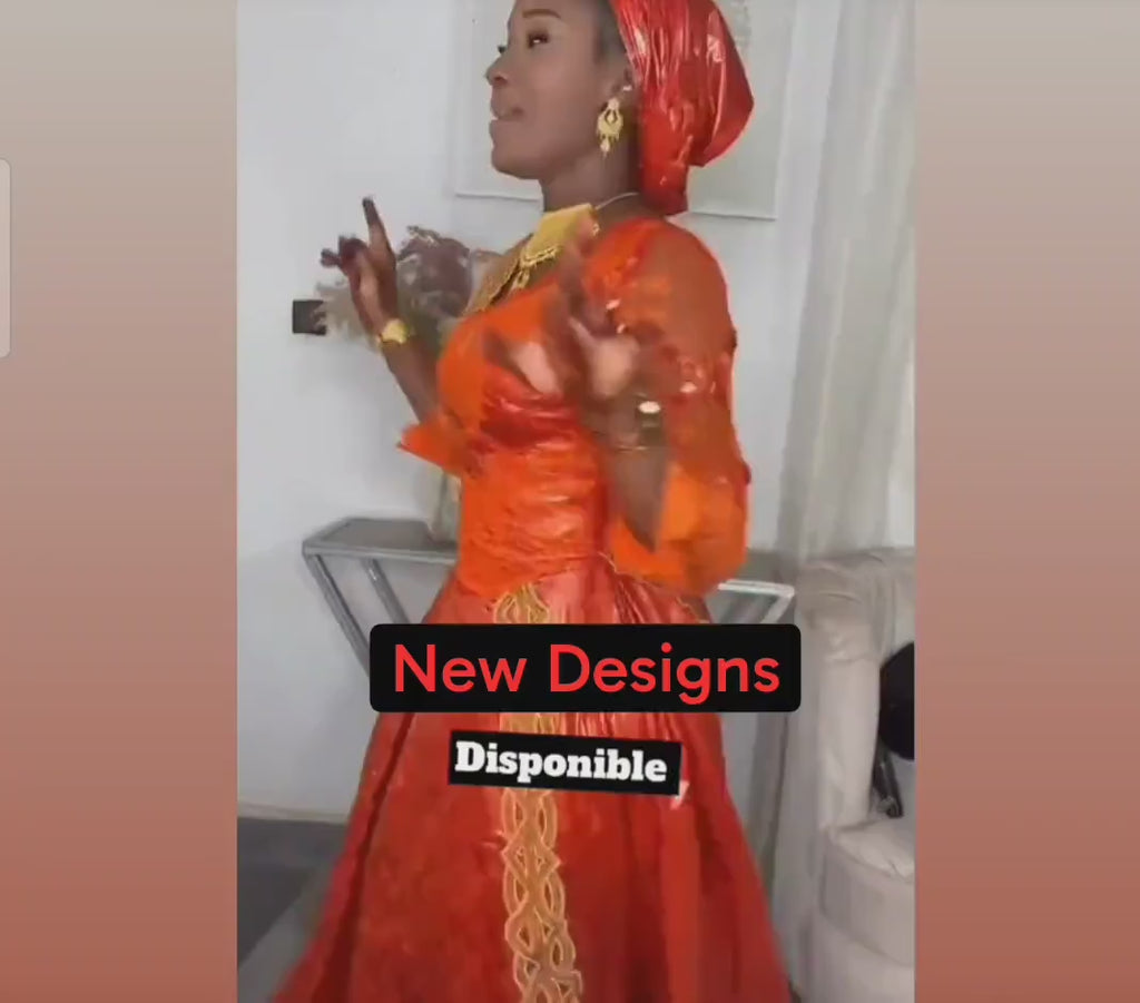 African Bazin Riche Abaya Dress | Elegant Embroidered Grand Bubu, Head Scarf In Red