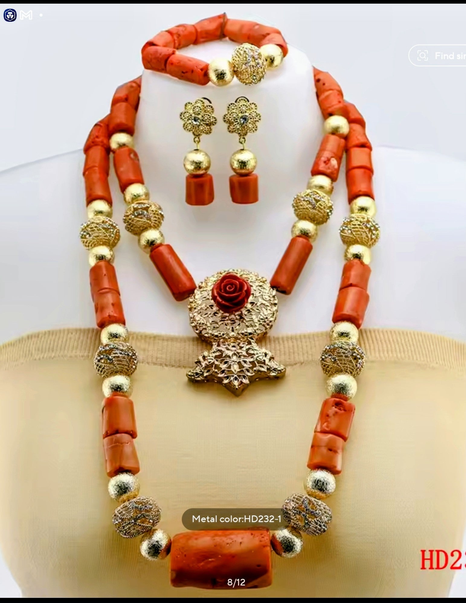 Double Layers Original Coral Nigerian Wedding Beads Jewelry Set Women Coral