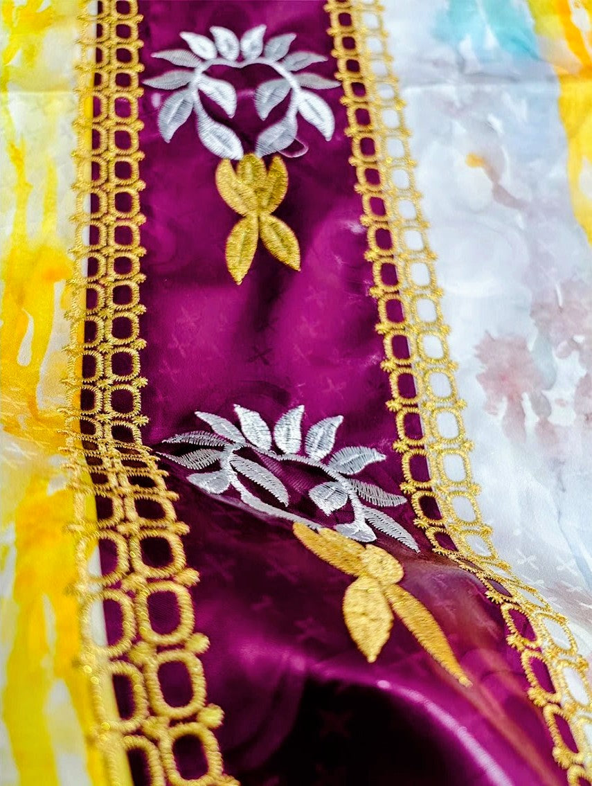 Bazin Riche Boubou | Gold Line Embroidery Traditional Wedding Dashiki Dress | Women