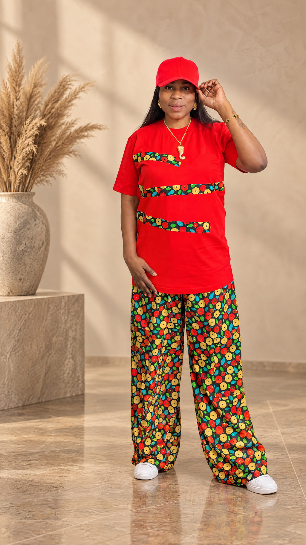 Women’s Three-Piece T-Shirt, Trousers & Hat Set