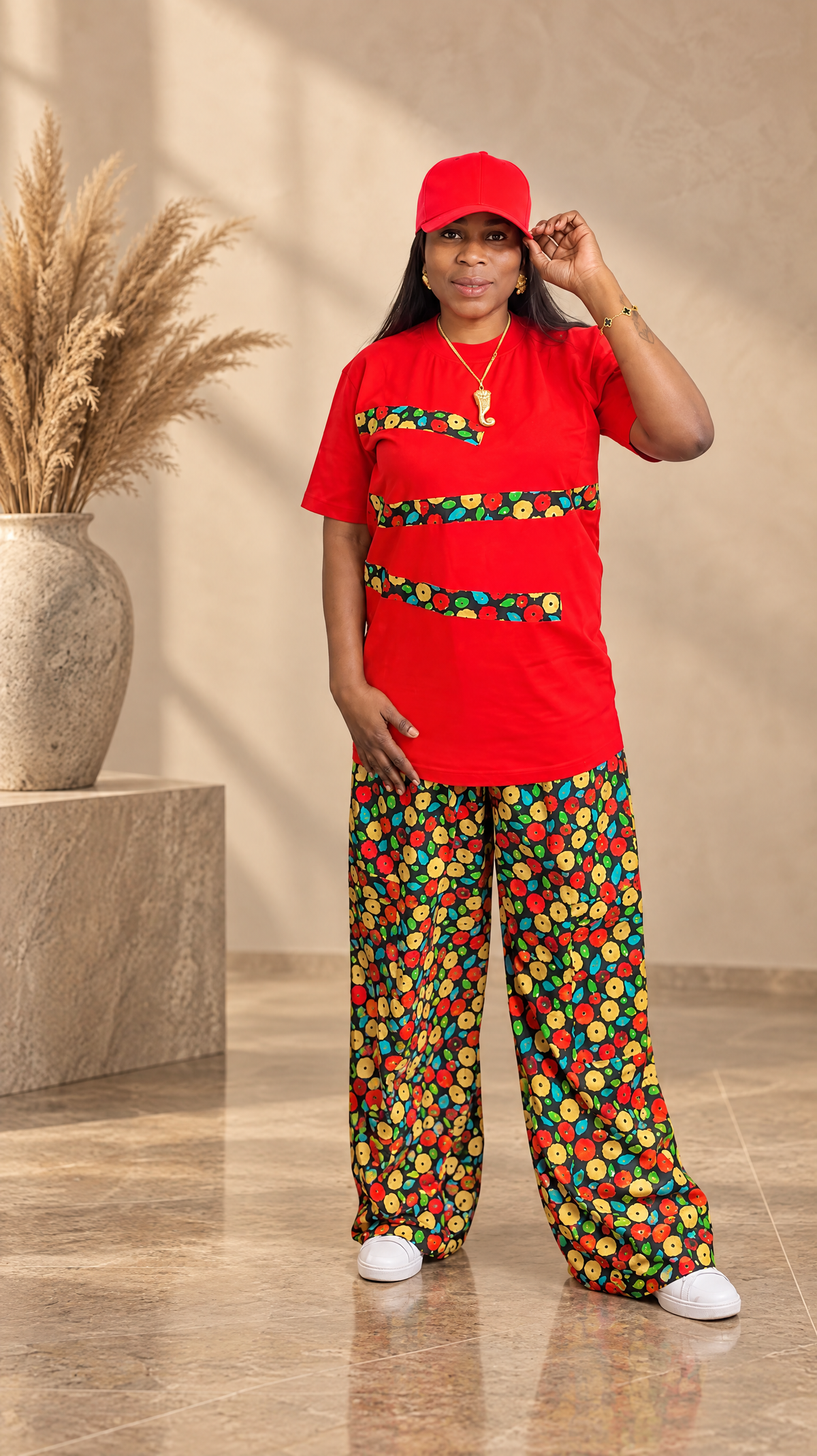 Women’s Three-Piece T-Shirt, Trousers & Hat Set